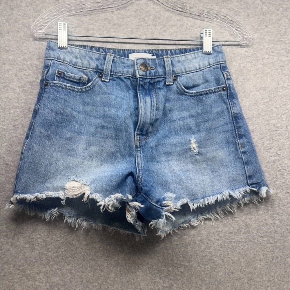 True Craft Women's Light Blue Distressed Jean Shorts